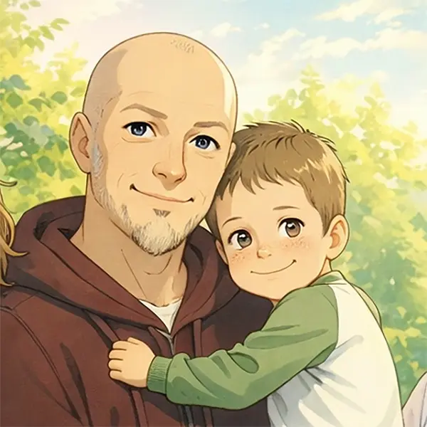 Timosha and Dad cartoon avatar