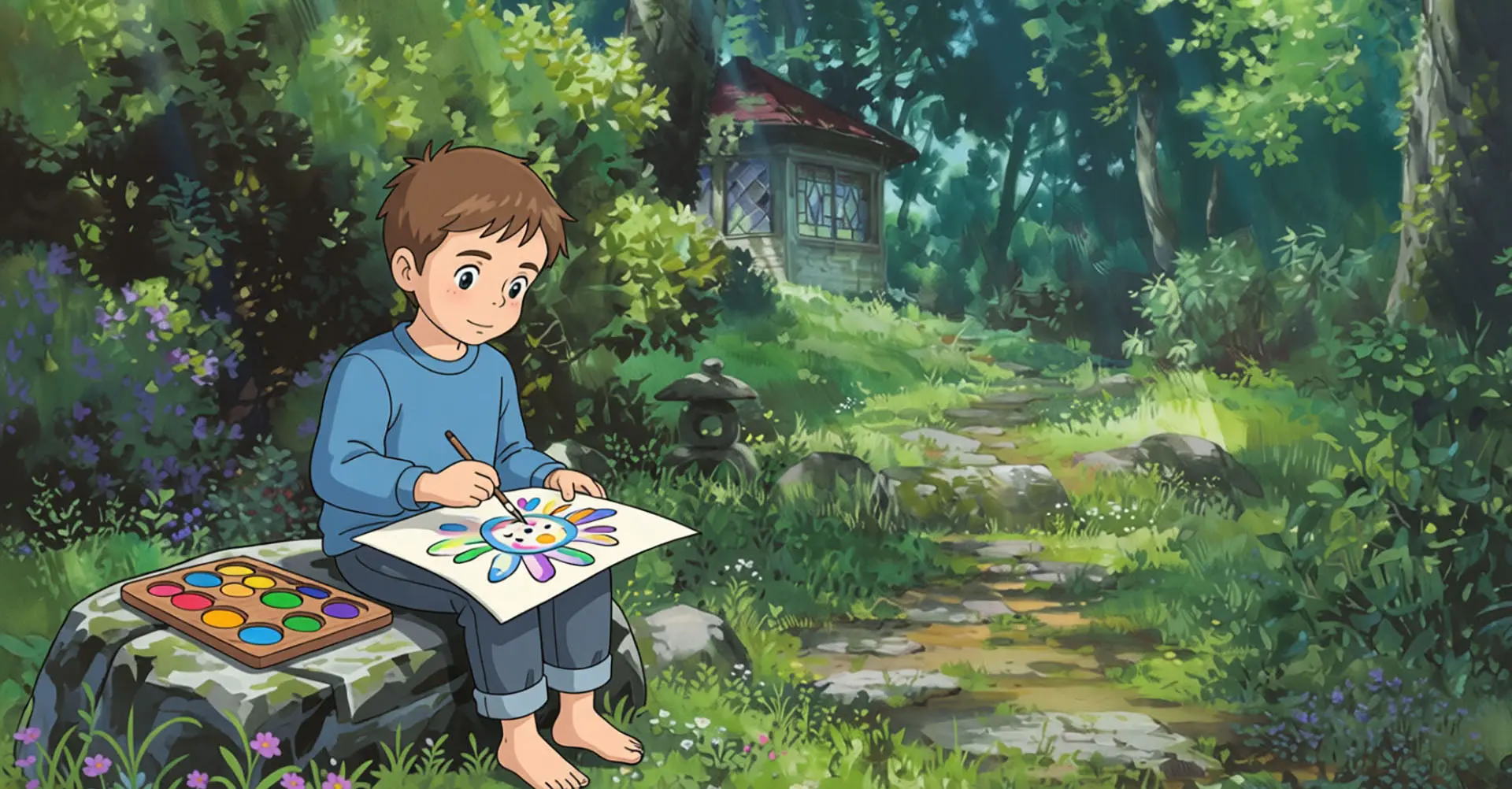 Timosha is Drawing in the forest cartoon Picture