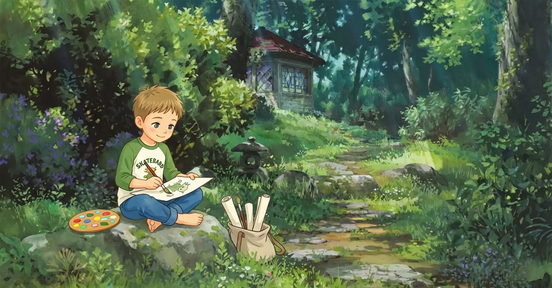 Timosha is Drawing in the forest cartoon Picture