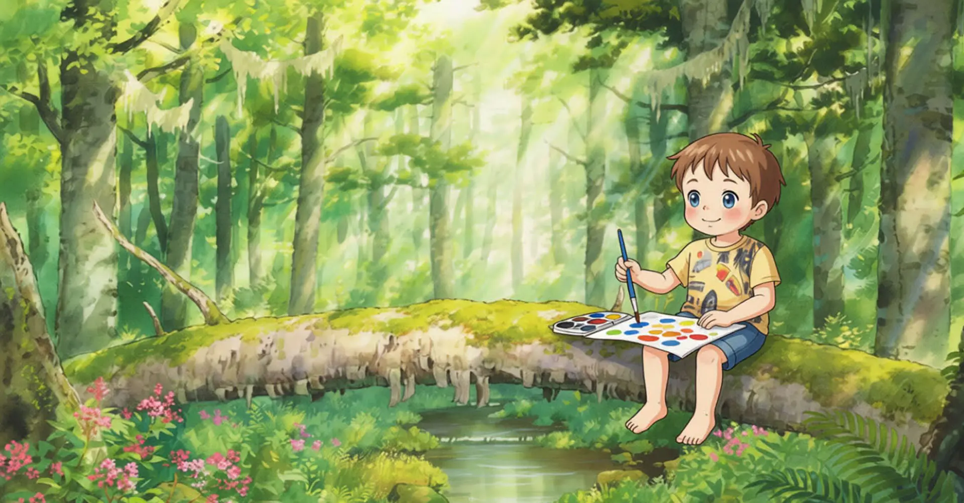 Timosha is drawing sitting on the branch cartoon picture