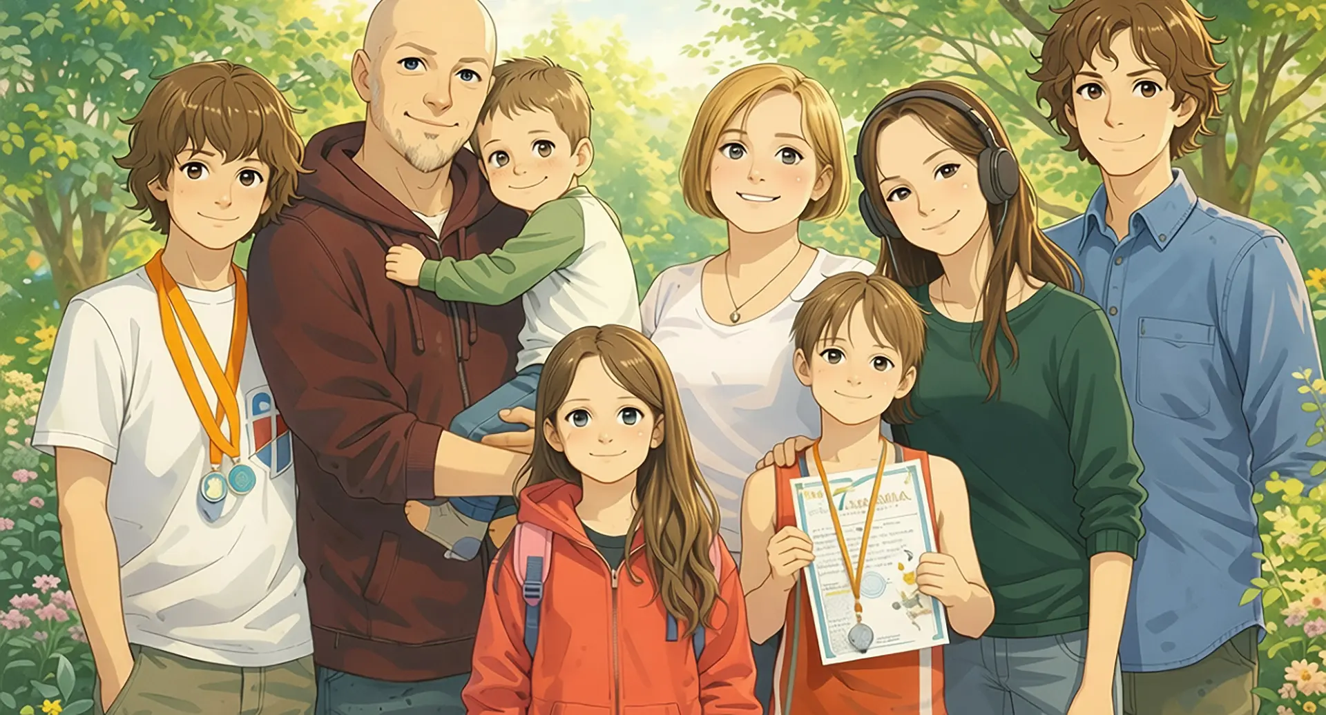 Timosha's Family cartoon portrait